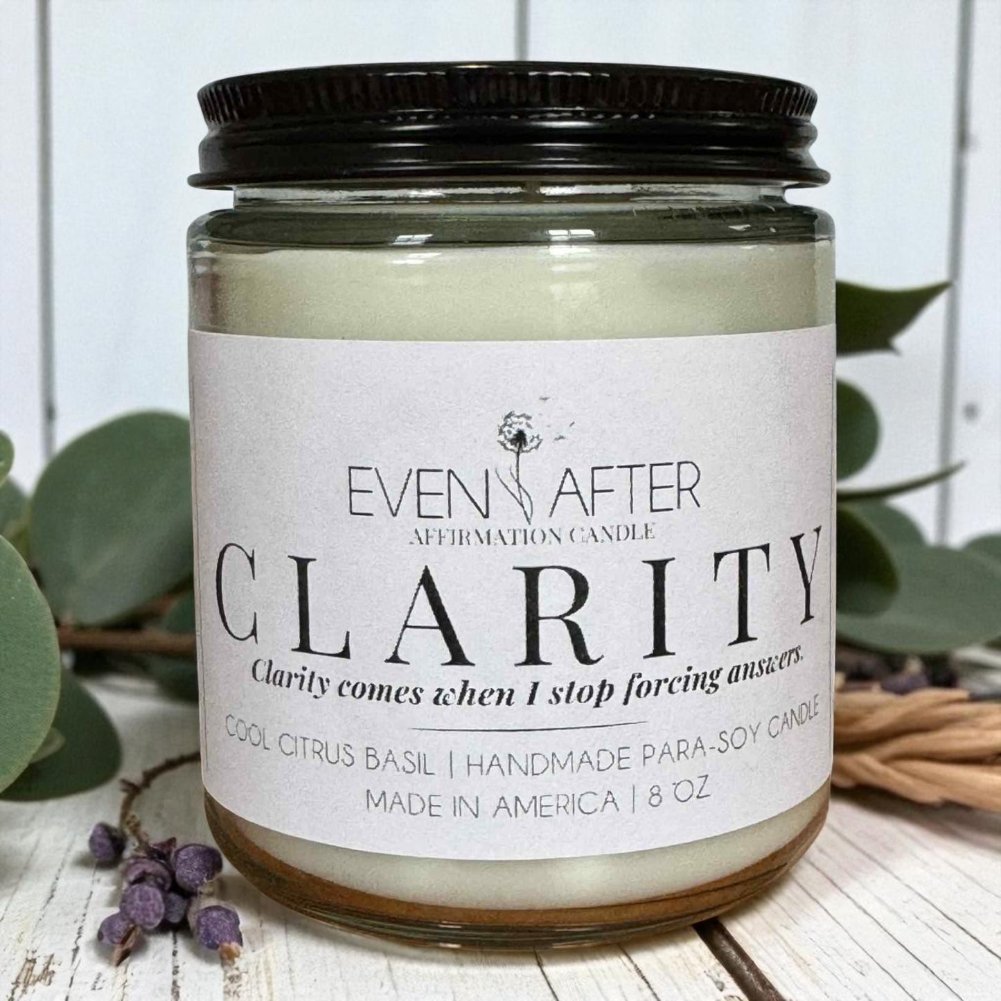 Clarity – Cool Citrus Basil Affirmation Candle for Widows